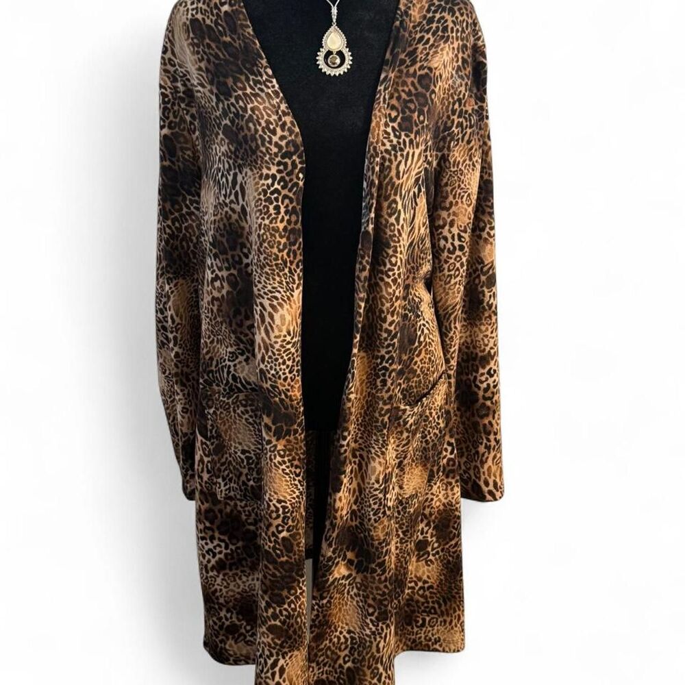 90s Wild Child Model Off Duty Leopard Print Longline Cardigan